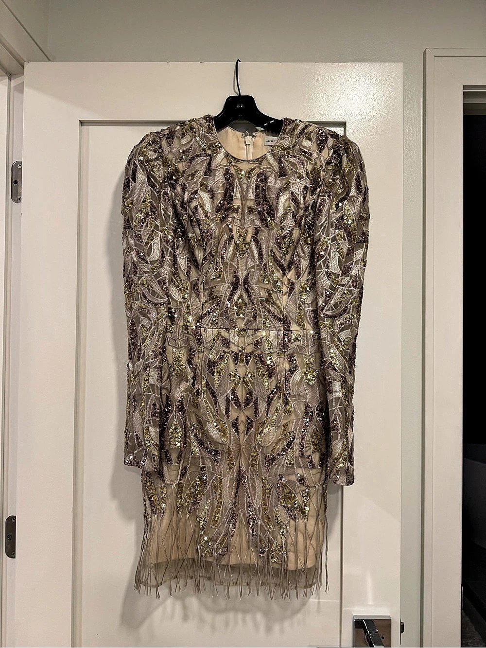 Dress the Population Hazel Dress Sequin Mini Dress Pink & Brown Small